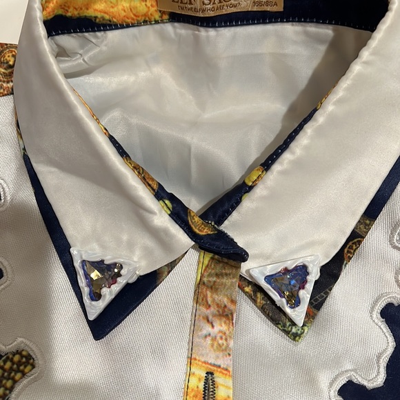 Elf Sack collared pleated snail print multicolor long sleeve Dress Size L - Picture 9 of 9